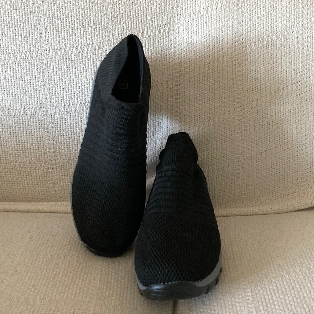 Womens Stretch ribbed block heal slip ins